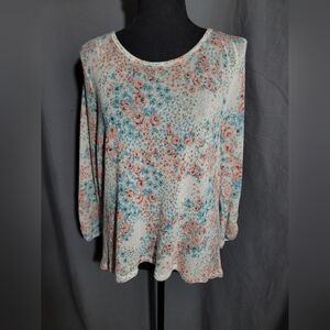 Deb Floral Knit Blouse in Pink and Blue